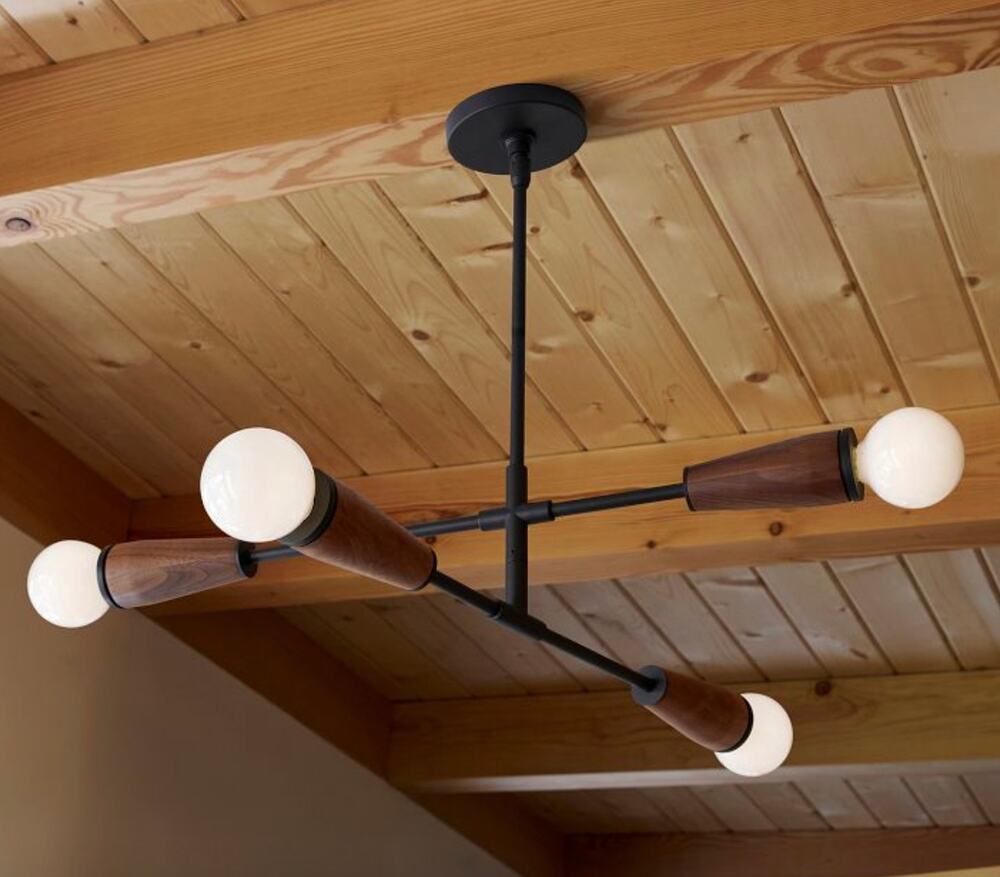 Rejuvenation Oil Rubbed Bronze Walnut Altona Semi-Flush Ceiling Light Chandelier